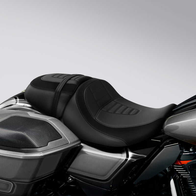 C.C. RIDER Touring Seat Two Piece 2 Up Seat Driver Solo Seat Passenger Seat Alcantara Leather For CVO Street Glide CVO Road Glide, 2023-2025