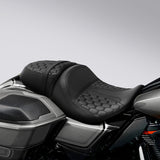 C.C. RIDER Touring Seat Two Piece 2 Up Seat Driver Solo Seat Passenger Seat Honeycomb Stitching For CVO Street Glide CVO Road Glide, 2023-2024