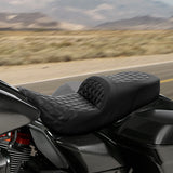 C.C. RIDER Touring Seat Driver Passenger Seat 2 Up Seat Lattice Stitch For FL Touring Road King Electra Glide Road Glide, 2009-2023