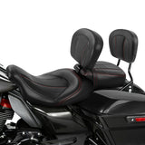 C.C. RIDER Touring Seat Two Piece Low Profile Driver Passenger Seat With Backrest For Road Glide Street Glide Road King, Red, 2009-2023