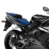 C.C. RIDER YZF R1 Front And Rear Seat Black Blue Alcantara Leather For YAMAHA YZFR1, 2004-2006