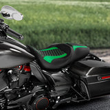C.C. RIDER Touring Seat 2 up Seat Driver Passenger Seat For Harley Touring Street Glide Road Glide Electra Glide Green Honeycomb, 2008-2023