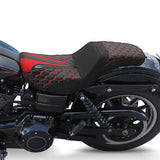 Gel Seat C.C. RIDER Dyna Step Up Seat 2 up Seat Honeycomb Stitching For Dyna Low Rider Fat Bob FXD/FXDWG, 2006-2017