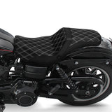 C.C. RIDER *Heated* Seat C.C. RIDER Dyna Step Up Seat 2 up Seat Diamond Stitching For Dyna Low Rider Fat Bob FXD/FXDWG, 2006-2017