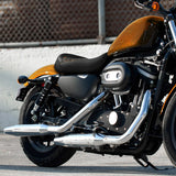 C.C.RIDER Sportster Seat Front Solo Seat Driver Rider Cushion Orange Lattice Stitching, 2010-2023 XL models