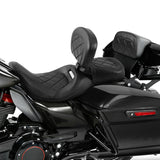 C.C. RIDER Touring Seat Two Piece Low Profile Driver Passenger Seat With Backrest For Road Glide Street Glide Road King, Black, 2009-2023