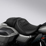 Gel Seat C.C. RIDER Touring Seat Two Piece 2 Up Seat Driver Solo Seat Passenger Seat Black Lattice Stitching For CVO Street Glide CVO Road Glide, 2023-2025