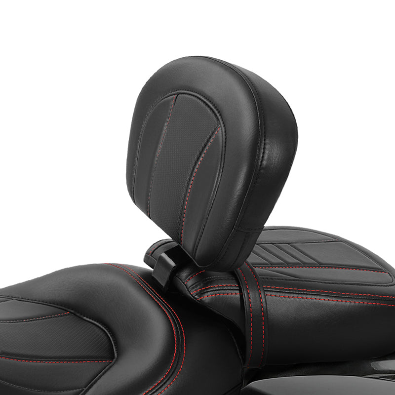 Adjustable Black PU Leather Backrest For Harley Touring Bikes - Compatible 1988-2022 FLTR/FLHT Models