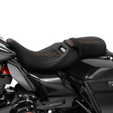 C.C. RIDER Touring Seat Two Piece 2 Up Seat Low Profile Driver Passenger Seat Honeycomb Design For Road Glide Street Glide Road King, 2009-2023