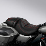 C.C. RIDER Touring Seat Two Piece 2 Up Seat Driver Solo Seat Passenger Seat Red Stitching For CVO Street Glide CVO Road Glide, 2023-2025