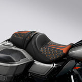 C.C. RIDER Touring Seat Two Piece 2 Up Seat Driver Solo Seat Passenger Seat Honeycomb Stitching For CVO Street Glide CVO Road Glide, 2023-2024