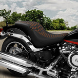 C.C. RIDER Softail Seat Low Rider S Low Rider ST Driver Passenger Seat Black Orange Honeycomb Stitching Fit For Low Rider FXLR FXLRS FXLRST 2018-2024
