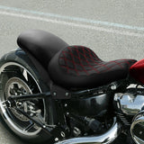 C.C.RIDER Custom Short Oval Rear Fender With Red Diamond Dtitching Solo Seat In Black Gelcoat Finish Fit For Harley Softail Breakout FXBR FXBRS, 2018-2023