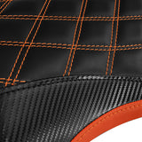 C.C. RIDER YZF R1 Front And Rear Seat For YAMAHA YZFR1 Black Orange Lattice Stitching, 2015-2024