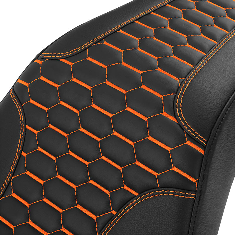 C.C. RIDER Low Rider S Low Rider ST Driver And Passenger Seat Black Orange Honeycomb Stitching Fit For Low Rider FXLR FXLRS FXLRST 2018-2023