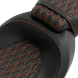 Gel Seat C.C. RIDER Touring Seat Two Piece 2 Up Seat Low Profile Driver Passenger Seat For Road Glide Street Glide Road King Lattice Stitching, 2009-2023