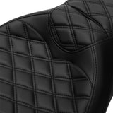 C.C. RIDER Touring Seat 2 up Seat Driver Passenger Seat Black Lattice Design For Harley Touring Street Glide Road Glide Electra Glide, 2008-2023