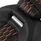 C.C. RIDER Touring Seat Two Piece 2 Up Seat Low Profile Driver Passenger Seat Honeycomb Design For Road Glide Street Glide Road King, 2009-2023