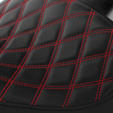 C.C.RIDER Custom Short Oval Rear Fender With Red Diamond Dtitching Solo Seat In Black Gelcoat Finish Fit For Harley Softail Breakout FXBR FXBRS, 2018-2023