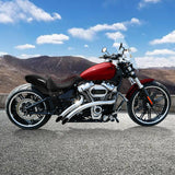 C.C.RIDER Custom Short Oval Rear Fender With Red Diamond Dtitching Solo Seat In Black Gelcoat Finish Fit For Harley Softail Breakout FXBR FXBRS, 2018-2023