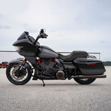 C.C. RIDER Touring Seat One Piece 2 Up Seat Driver Passenger Seat Black Red Stitching For Street Glide Road Glide, 2023-2025