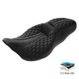 Gel Seat C.C. RIDER Touring Seat 2 up Seat Driver Passenger Seat For Harley Touring Street Glide Road Glide Electra Glide Honeycomb Stitiching, 2008-2024