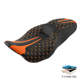 Gel Seat C.C. RIDER Touring Seat 2 up Seat Driver Passenger Seat For Harley Touring Street Glide Road Glide Electra Glide Honeycomb Stitiching, 2008-2023