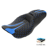 Gel Seat C.C. RIDER Touring Seat 2 up Seat Driver Passenger Seat For Harley Touring Street Glide Road Glide Electra Glide Honeycomb Stitiching, 2008-2023