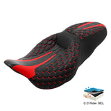 Gel Seat C.C. RIDER Touring Seat 2 up Seat Driver Passenger Seat For Harley Touring Street Glide Road Glide Electra Glide Honeycomb Stitiching, 2008-2023