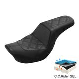 Gel Seat C.C. RIDER Dyna Step Up Seat 2 up Seat Diamond Stitching For Dyna Low Rider Fat Bob FXD/FXDWG, 2006-2017