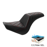 C.C. RIDER Softail Step Up Seat 2 Up Seat Diamond Stitching For Softail Street Bob FXBB Standard FXST Models 2018-2024