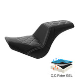 C.C. RIDER Softail Step Up Seat 2 Up Seat Diamond Stitching For Softail Street Bob FXBB Standard FXST Models 2018-2024