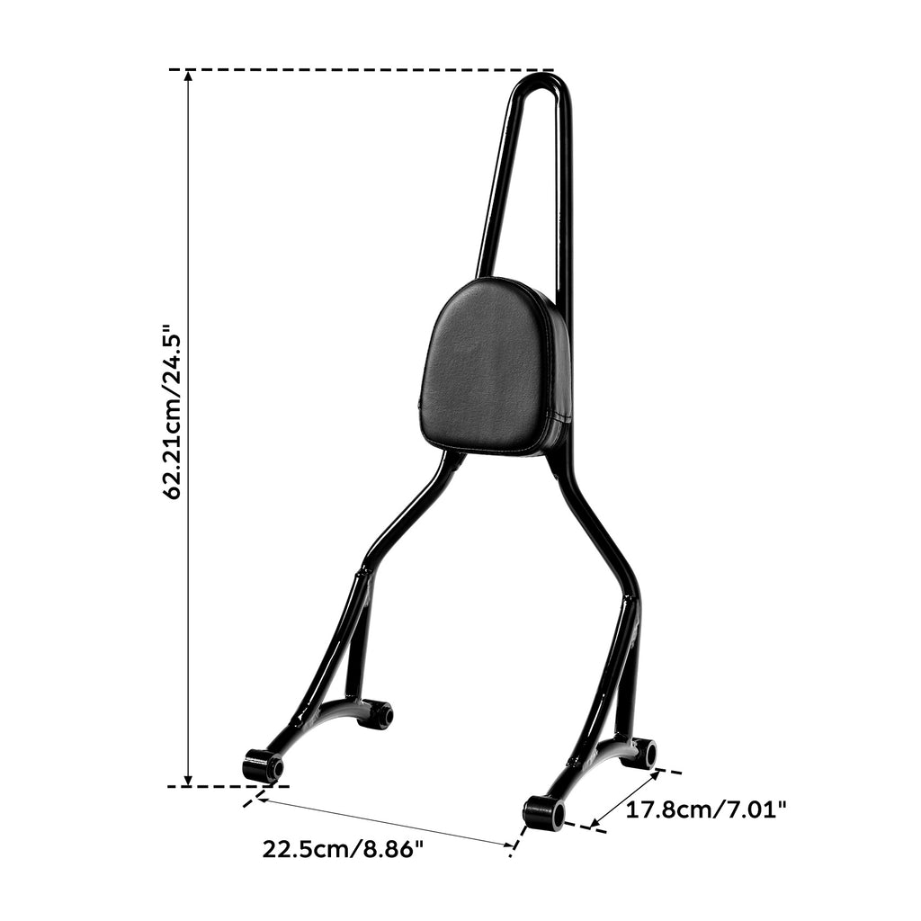 One-Piece Black Sissy Bar, Rear Passenger Backrest with One-Piece Black Sissy Bar, Rear Passenger Backrest with