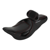 C.C. RIDER Touring Seat Driver Passenger Seat With Backrest For Harley Touring Street Glide Road Glide Electra Glide, Black Red, 2008-2024
