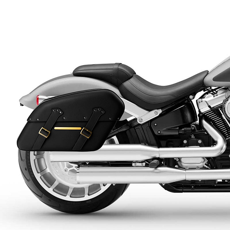 Detachables Saddlebags Brass Trimming Harley Softail FatBoy 114 Breakout 114 FLFB FLFBS FXBR FXBRS, 2018-2024