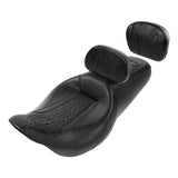 C.C. RIDER Touring Seat 2 up Seat Driver Passenger Seat With Backrest For Harley Touring Street Glide Road Glide Electra Glide, Black, 2008-2024