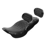 C.C. RIDER Touring Seat Driver Passenger Seat With Backrest For Harley Touring Street Glide Road Glide Electra Glide, Black White, 2008-2023