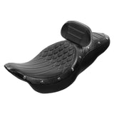 C.C. RIDER Touring Seat Driver Passenger Seat With Backrest For Harley Touring Street Glide Road Glide Electra Glide, Black White, 2008-2024