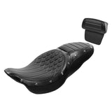 C.C. RIDER Touring Seat Driver Passenger Seat With Backrest For Harley Touring Street Glide Road Glide Electra Glide, Black White, 2008-2023