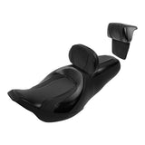 C.C. RIDER Touring Seat Driver Passenger Seat With Backrest For Harley Touring Street Glide Road Glide Electra Glide, Black, 2008-2023