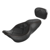 C.C. RIDER Touring Seat Driver Passenger Seat With Backrest For Harley Touring Street Glide Road Glide Electra Glide, Black Red, 2008-2023
