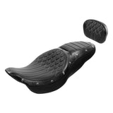 C.C. RIDER Touring Seat Driver Passenger Seat With Backrest For Harley Touring Street Glide Road Glide Electra Glide, Black White, 2008-2023