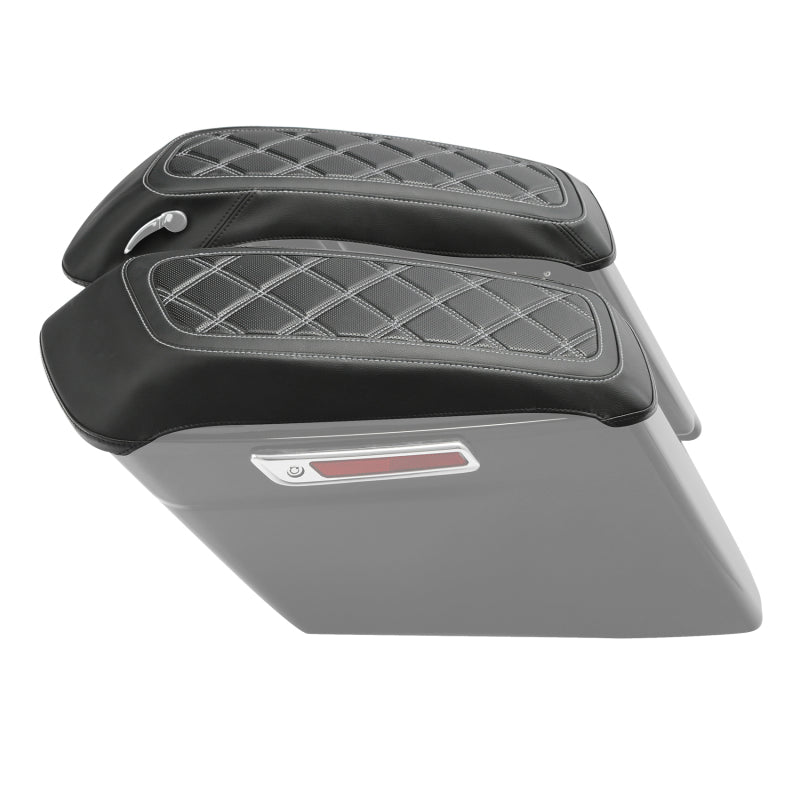Saddlebag Lid Covers Lattice Stitching Fit For Harley Touring Street Road Glide 2014-2023