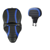 C.C. RIDER Touring Seat Driver Passenger Seat With Backrest For Harley CVO Road Glide Electra Glide Street Glide Road King, Blue, 2014-2023