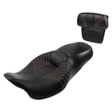 C.C. RIDER Touring Seat 2 up Seat Driver Passenger Seat Widow For Harley Touring Street Glide Road Glide Electra Glide, Black Red, 2008-2023