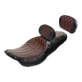 C.C. RIDER Touring Seat 2 up Seat Driver Passenger Seat With Backrest For Harley Touring Street Glide Road Glide Electra Glide, Coffee, 2008-2023