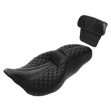 C.C. RIDER Touring Seat Driver Passenger Seat With Backrest For Harley Touring Street Glide Road Glide Electra Glide, Black, 2008-2023