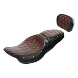 C.C. RIDER Touring Seat 2 up Seat Driver Passenger Seat With Backrest For Harley Touring Street Glide Road Glide Electra Glide, Coffee, 2008-2023