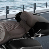 C.C. RIDER Razor Chopped Pack Trunk Backrest Passenger Backrest Pad For Harley Touring CVO Road Glide Street Glide Road King, Brown, 2014-2023