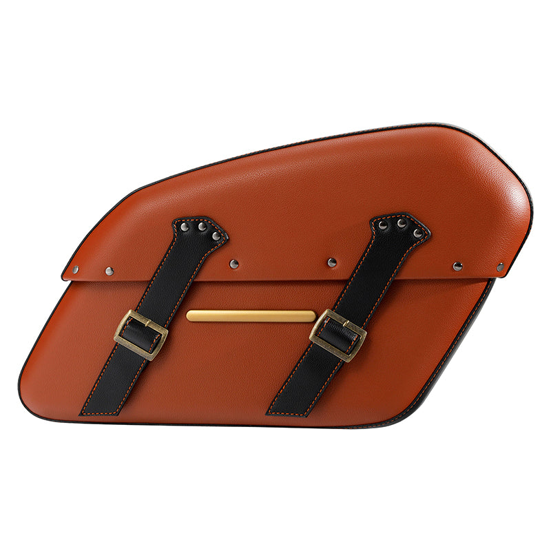 Detachables Saddlebags Brass Trimming Harley Softail